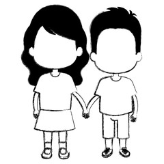 happy little couple characters vector illustration design