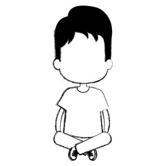 happy little boy sitting in the floor character vector illustration design