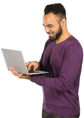 man holding a laptop