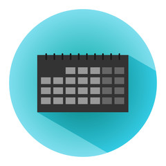 Flat vector calendar icon with long shadow