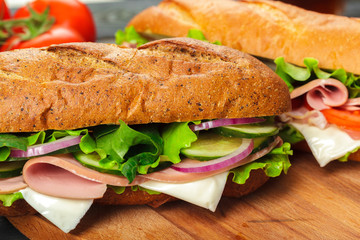sandwich on a wooden table