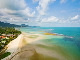 Aerial view of emerald tropical sea and beach, Ko Samui, Thailand