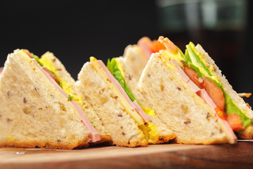 sandwich on a wooden table