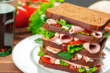 sandwich on a wooden table