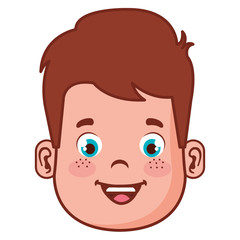 happy little boy head character vector illustration design