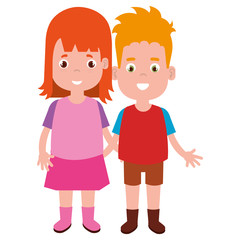 happy little couple characters vector illustration design