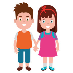 happy little couple characters vector illustration design