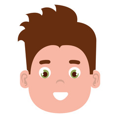 happy little boy head character vector illustration design