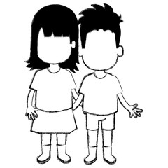 Fototapeta na wymiar happy little couple characters vector illustration design