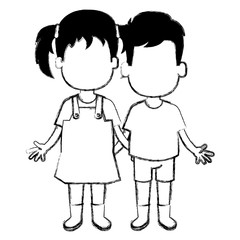 happy little couple characters vector illustration design