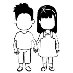 happy little couple characters vector illustration design