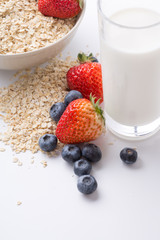 Oatmeal, Fresh Fruits and Milk, Breakfast
