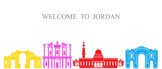 Fototapeta na wymiar Jordan set. Isolated Jordan architecture on white background