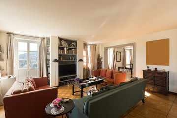 Interiors of modern apartment, living room