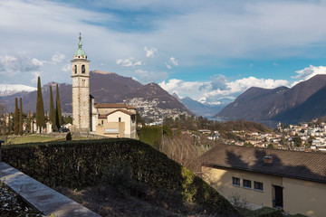 Fototapeta na wymiar Landscape in near Lugano, Tessin, nobody