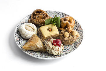 Typical Moroccan sweets. Homemade.Isolated