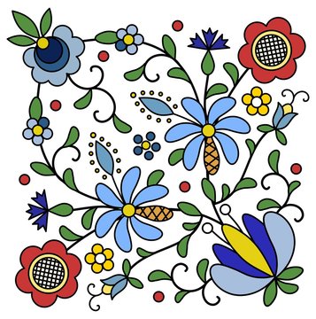Traditional, modern Polish - Kashubian floral folk decoration vector