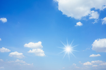 Fototapeta na wymiar Sun with blue sky nature background.
