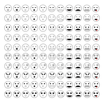 Emoji outline icons set. linear style symbols collection, line signs pack. vector graphics.