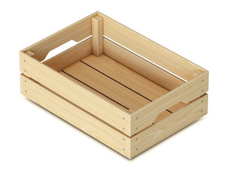 Wooden crate isolated on white background 3d 