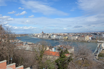Fototapeta na wymiar View on Budapest with the river Danube from the palace