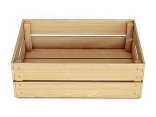 Wooden crate isolated on white background 3d 