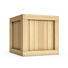 Wooden crate, cargo box isolated on white background  3d rendering