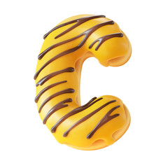 Glazed donut font 3d rendering letter C