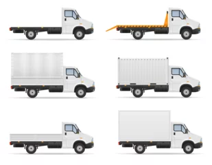 Deurstickers small truck van lorry for transportation of cargo goods stock vector illustration © ArtVisionStudio