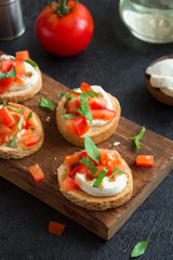 Italian bruschetta and ingredients
