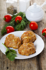 Delicious cutlets, tomatoes and parsley