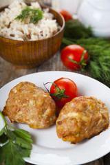 Delicious cutlets, tomatoes and parsley