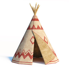 North America's indian tent, tepee isolated on white background, 3d rendering © koya979