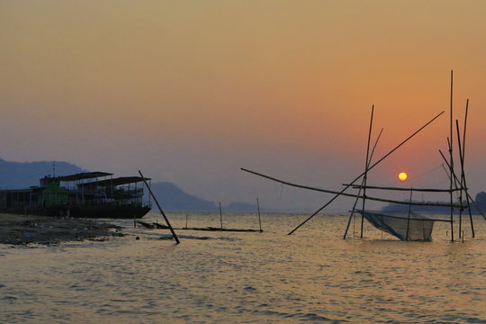 boat at sunset