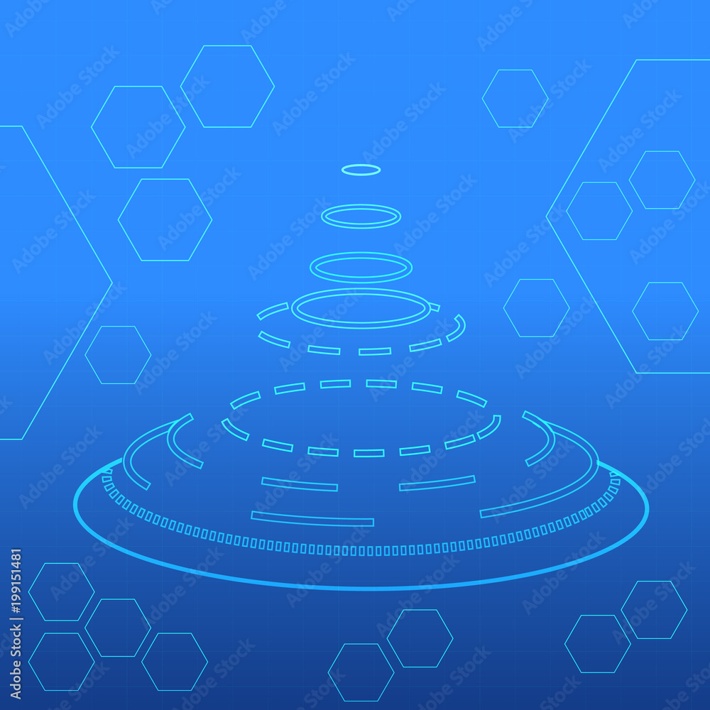 Poster technology interface hud abstract blue background vector design