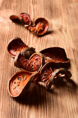 Slices of dried bael fruit