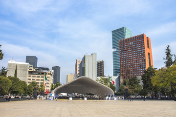 Modern and ancient architecture. Aerial view landscape Mexico city , Reforma street © Mariana Ianovska