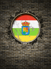 Obraz na płótnie Canvas Old La rioja flag in brick wall