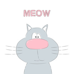 Vector illustration with cute cat. Can be used print print for t-shirts, home decor, posters, cards.