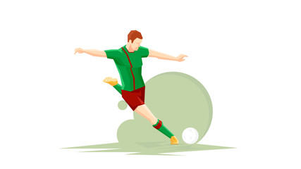Fototapeta premium Creative abstract soccer player. Soccer Player Kicking Ball. Flat Vector illustration