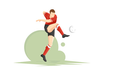 Fototapeta na wymiar Creative abstract soccer player. Soccer Player Kicking Ball. Flat Vector illustration