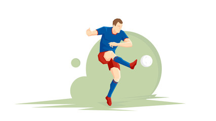 Creative abstract soccer player. Soccer Player Kicking Ball. Flat Vector illustration