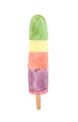 Sweet ice cream on white, watercolor illustrator