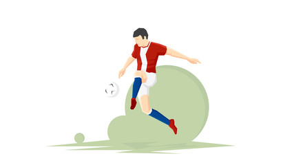 Creative abstract soccer player. Soccer Player Kicking Ball. Flat Vector illustration