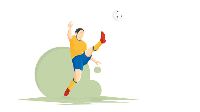 Creative abstract soccer player. Soccer Player Kicking Ball. Flat Vector illustration