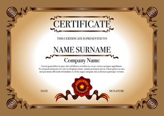 Gold Ribbon style border for certificate with red stamp