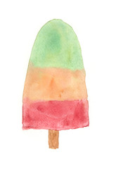 Sweet ice cream on white, watercolor illustrator