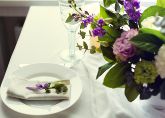 Romantic dinner setup