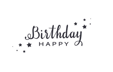 Text Happy Birthday with black stars