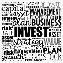 Obraz premium Invest word cloud collage, business concept background